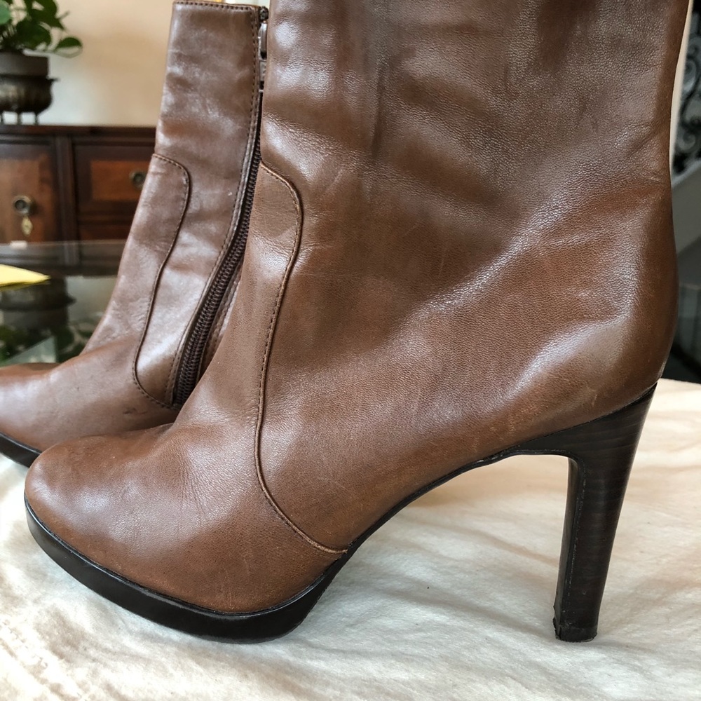 Soft brown leather ankle boots